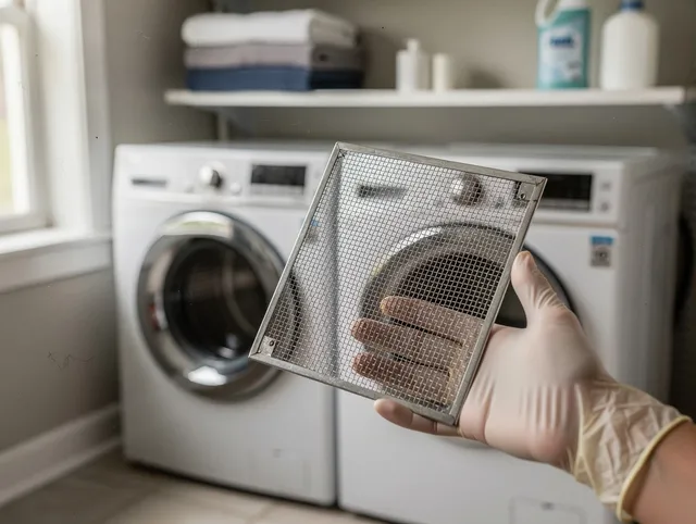 Coconut Creek Dryer Vent Cleaning specialist performing detailed lint trap cleaning service in Coconut Creek