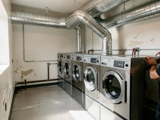 Coconut Creek Dryer Vent Cleaning team performing large-scale commercial dryer vent cleaning in Coconut Creek
