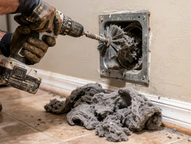 Certified Coconut Creek Dryer Vent Cleaning technician performing dryer vent cleaning in Coconut Creek