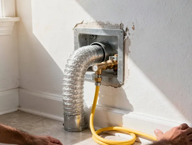 Coconut Creek Dryer Vent Cleaning certified technician performing specialized gas dryer vent cleaning in Coconut Creek